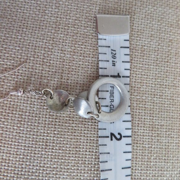Silver Geometric Circles/Discs Dangle Earrings, EUC - Picture 7 of 7